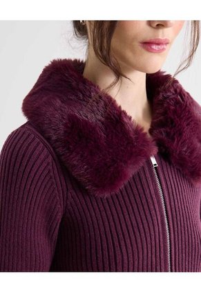 Saco  Para Mujer Zipper Color Vino Marca Seven Seven #28330691