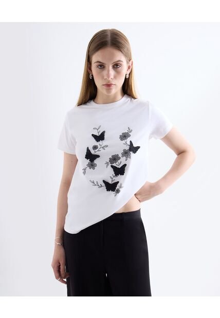 Camiseta  Para Mujer Manga Corta Cuello Redondo Color Blanco Marca Seven Seven #28096531