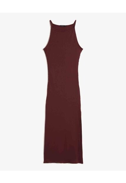 Vestido Largo Cuello Halter  Para Mujer Vino Seven Seven