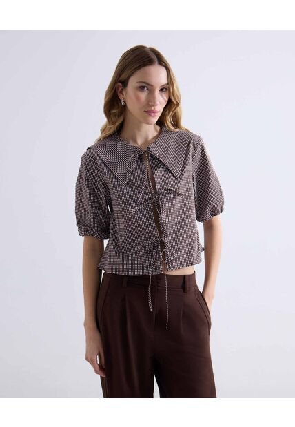 Blusa  Para Mujer Manga Corta Color Café Marca Seven Seven #28124122