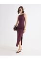 Vestido Largo Cuello Halter  Para Mujer Vino Seven Seven de Seven Seven