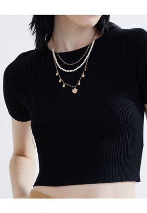 Camiseta  Para Mujer Manga Corta Color Negro Marca Seven Seven #28095483