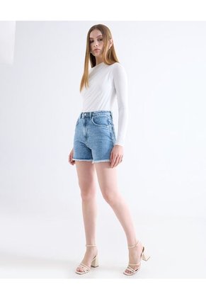 Camiseta  Para Mujer Manga Larga Cuello Alto Color Hueso Marca Seven Seven #28096522