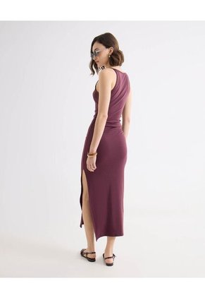 Vestido Largo Cuello Halter  Para Mujer Vino Seven Seven