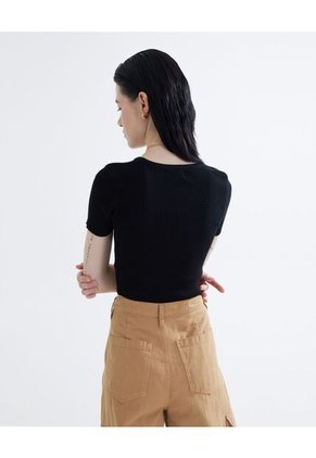 Camiseta  Para Mujer Manga Corta Color Negro Marca Seven Seven #28095483