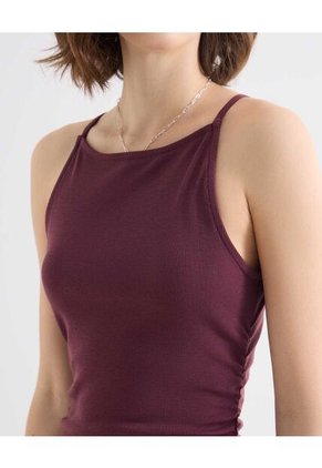 Vestido Largo Cuello Halter  Para Mujer Vino Seven Seven