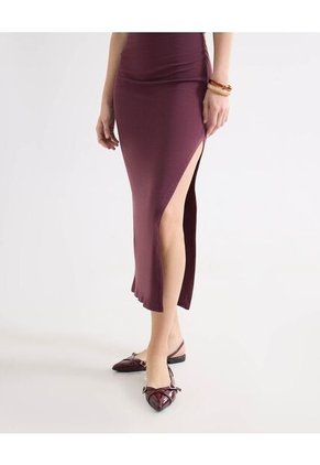 Vestido Largo Cuello Halter  Para Mujer Vino Seven Seven