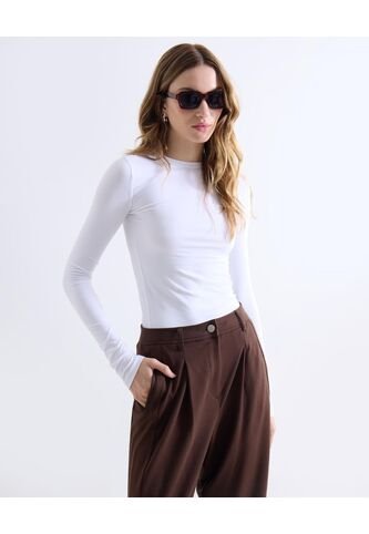 Camiseta  Para Mujer Manga Larga Cuello Redondo Color Blanco Marca Seven Seven #28096565 Seven Seven