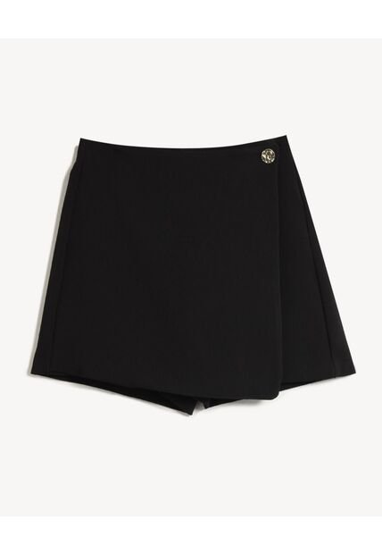 Falda Short Cruzado  Para Mujer Negro Seven Seven