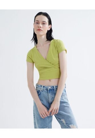 Camiseta  Para Mujer Crop Top Manga Corta Color Verde Marca Seven Seven #28095564 Seven Seven