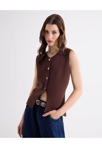 Camiseta  Para Mujer Manga Sisa Cuello Redondo Color Café Marca Seven Seven #28096521 Seven Seven