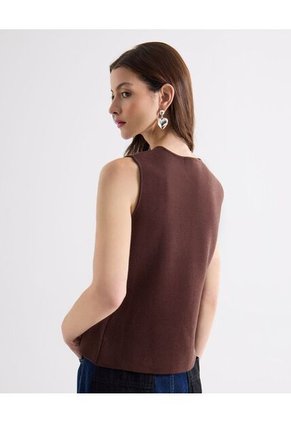 Camiseta  Para Mujer Manga Sisa Cuello Redondo Color Café Marca Seven Seven #28096521