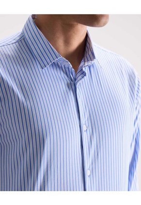 Camisa  Para Hombre Manga Larga Sin Bolsillo Cuello C Color Azul Marca Seven Seven #45017711