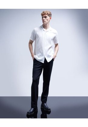 Camisa  Para Hombre Manga Corta Sin Bolsillo Color Crudo Marca Seven Seven #45011962