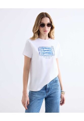 Camiseta  Para Mujer Manga Corta Cuello Redondo Color Marfil Marca Seven Seven #28096601 Seven Seven