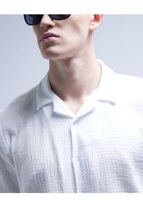 Camisa  Para Hombre Manga Corta Sin Bolsillo Color Crudo Marca Seven Seven #45011962