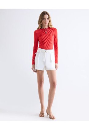 Camiseta  Para Mujer Manga Larga Cuello Alto Color Rojo Marca Seven Seven #28096525