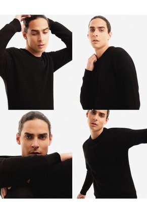 Saco  Para Hombre Cuello Redondo Color Negro Marca Seven Seven #45330214