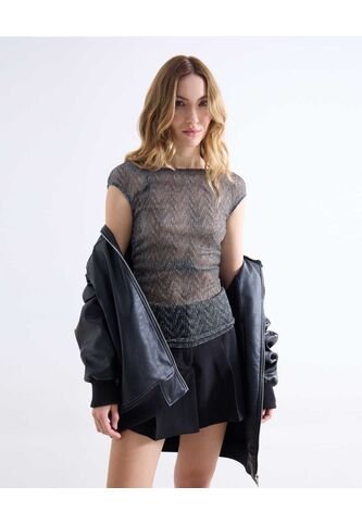 Camiseta  Para Mujer Manga Corta Cuello Redondo Color Gris Marca Seven Seven #28096591 Seven Seven