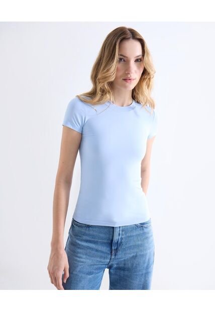 Camiseta  Para Mujer Manga Corta Cuello Redondo Color Celeste Marca Seven Seven #28096559