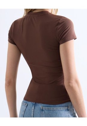 Camiseta  Para Mujer Manga Corta Cuello Redondo Color Café Marca Seven Seven #28096557