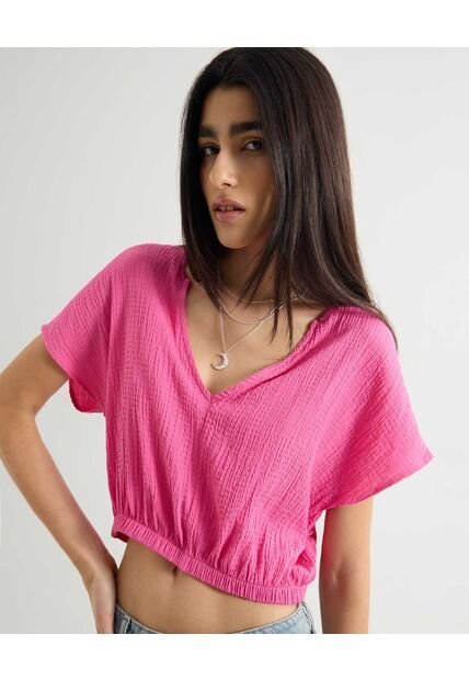 Blusa Para Mujer Manga Corta Color Rosa Marca Seven Seven #28124036