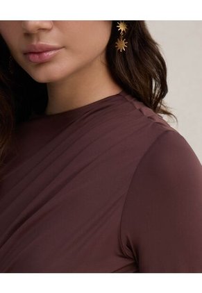 Camiseta  Para Mujer Manga Larga Cuello Alto Color Café Marca Seven Seven #28096524