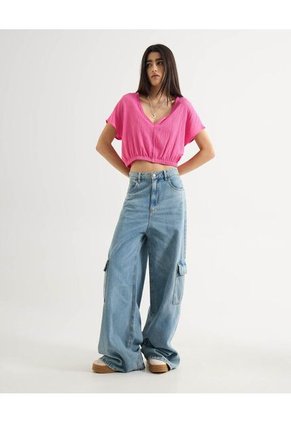 Blusa Para Mujer Manga Corta Color Rosa Marca Seven Seven #28124036