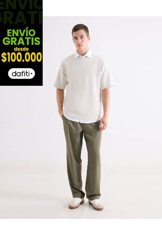 Pantalón Encauchado Straight  Para Hombre Verde Seven Seven Seven Seven