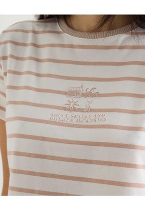 Camiseta Para Mujer Manga Corta Cuello Redondo Color Beige Marca Seven Seven #28096292