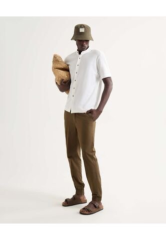 Camisa Texturizada Cuello Mao  Para Hombre Marfil Seven Seven Seven Seven