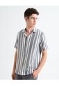 Camisa Resort Estampado De Hojas  Para Hombre Gris Seven Seven de Seven Seven