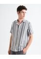 Camisa Resort Estampado De Hojas  Para Hombre Gris Seven Seven de Seven Seven