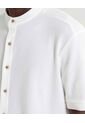 Camisa Texturizada Cuello Mao  Para Hombre Marfil Seven Seven de Seven Seven