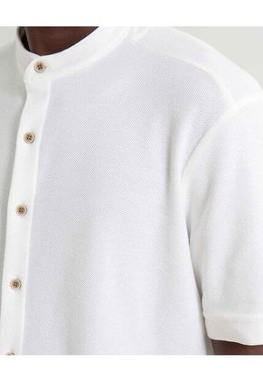 Camisa Texturizada Cuello Mao  Para Hombre Marfil Seven Seven