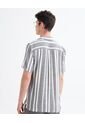 Camisa Resort Estampado De Hojas  Para Hombre Gris Seven Seven de Seven Seven