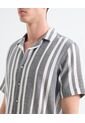 Camisa Resort Estampado De Hojas  Para Hombre Gris Seven Seven de Seven Seven