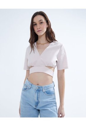 Blusa Para Mujer Manga Corta Color Beige Marca Seven Seven #28123931