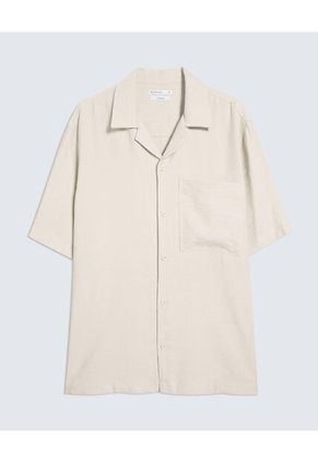 Camisa Para Hombre Manga Corta Color Beige Marca Seven Seven #45012099