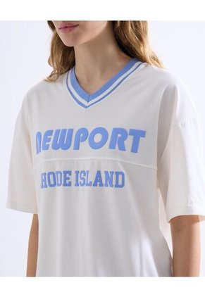 Camiseta  Para Mujer Manga Corta Cuello V Color Marfil Marca Seven Seven #28096507