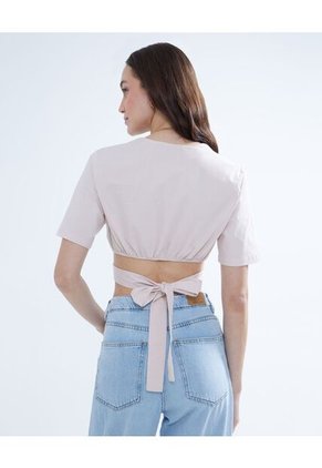 Blusa Para Mujer Manga Corta Color Beige Marca Seven Seven #28123931