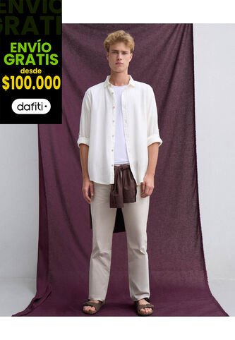 Pantalón Straight 5 Bolsillos  Para Hombre Beige Seven Seven Seven Seven