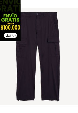 Pantalón Cargo Con Elástico  Para Hombre Negro Seven Seven Seven Seven