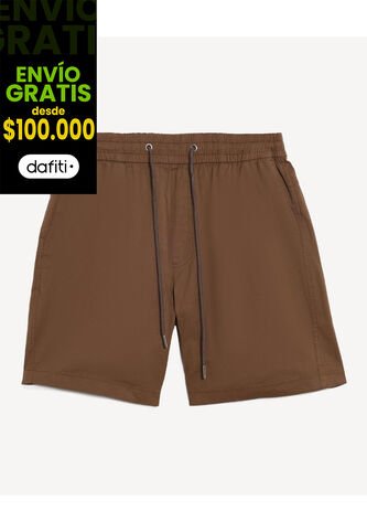 Bermuda Regular Encauchada  Para Hombre Café Seven Seven Seven Seven