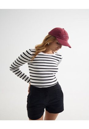 Camiseta Para Mujer Manga Larga Cuello Redondo Color Marfil Marca Seven Seven #28096263