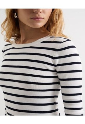 Camiseta Para Mujer Manga Larga Cuello Redondo Color Marfil Marca Seven Seven #28096263