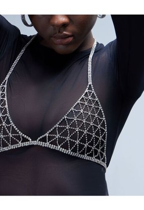 Crop Top Para Mujer Manga Sisa Color Plata Marca Seven Seven #28095542