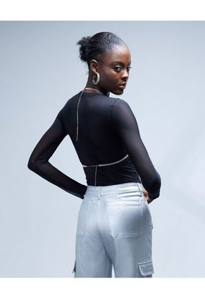 Crop Top Para Mujer Manga Sisa Color Plata Marca Seven Seven #28095542