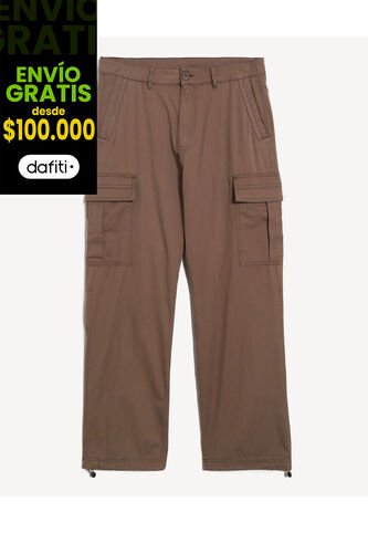 Pantalón Cargo Con Elástico  Para Hombre Café Seven Seven Seven Seven