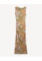 Vestido Floral Asimetrico  Para Mujer Verde Seven Seven de Seven Seven